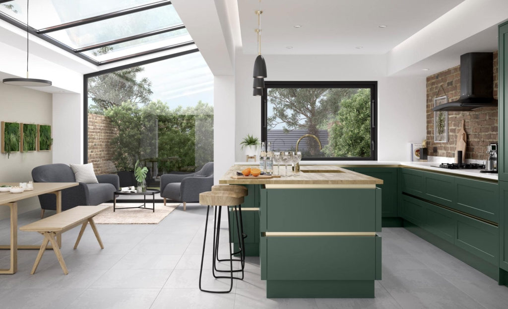 rich green kitchen design