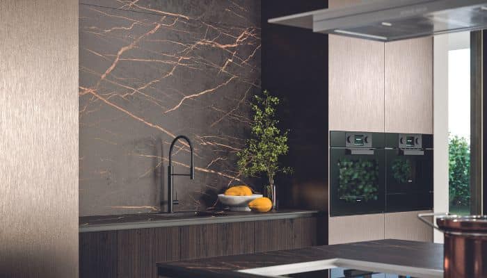 backsplash in trendy kitchen