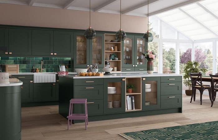 classic l-shape kitchen with island